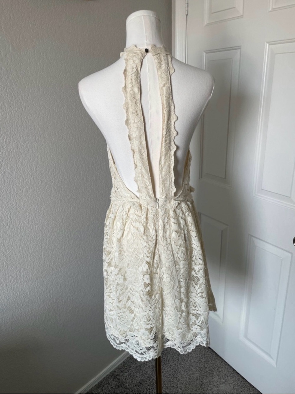 Free People Lost in a Dream Halter Dress Antique Ivory Size 2 | Boho - Picture 6 of 6